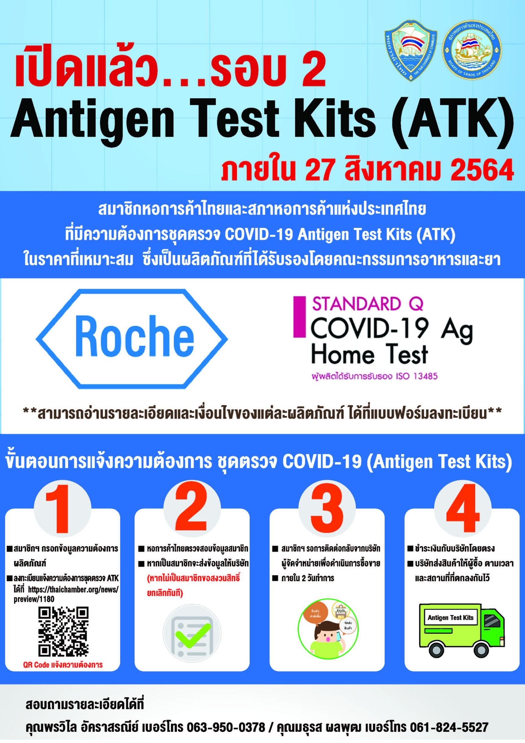 Antigen Test Kits (ATK) เปิดแล้ว … รอบ 2 สำหรับสมาชิกหอการค้าไทยฯ และเครือข่ายหอการค้าฯ เท่านั้น