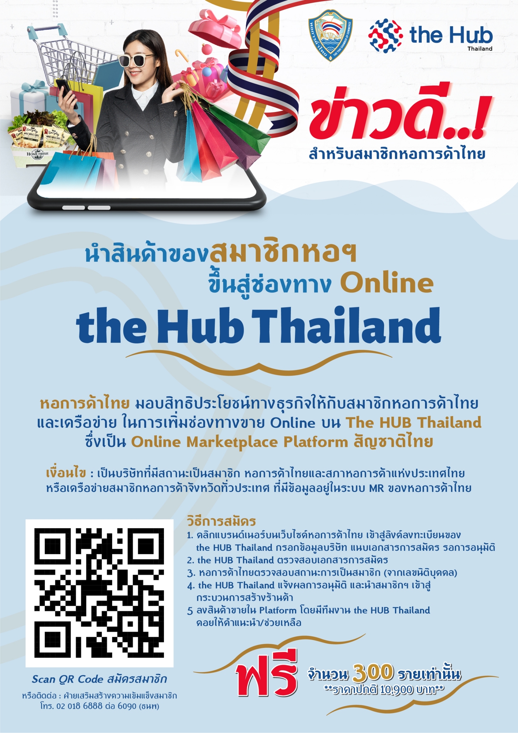 นำสินค้าของสมาชิกหอฯ ขึ้นสู่ช่องทาง Online The Hub Thailand